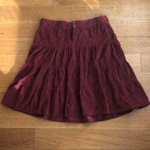 Zara Maroon Corduroy Midi Skirt